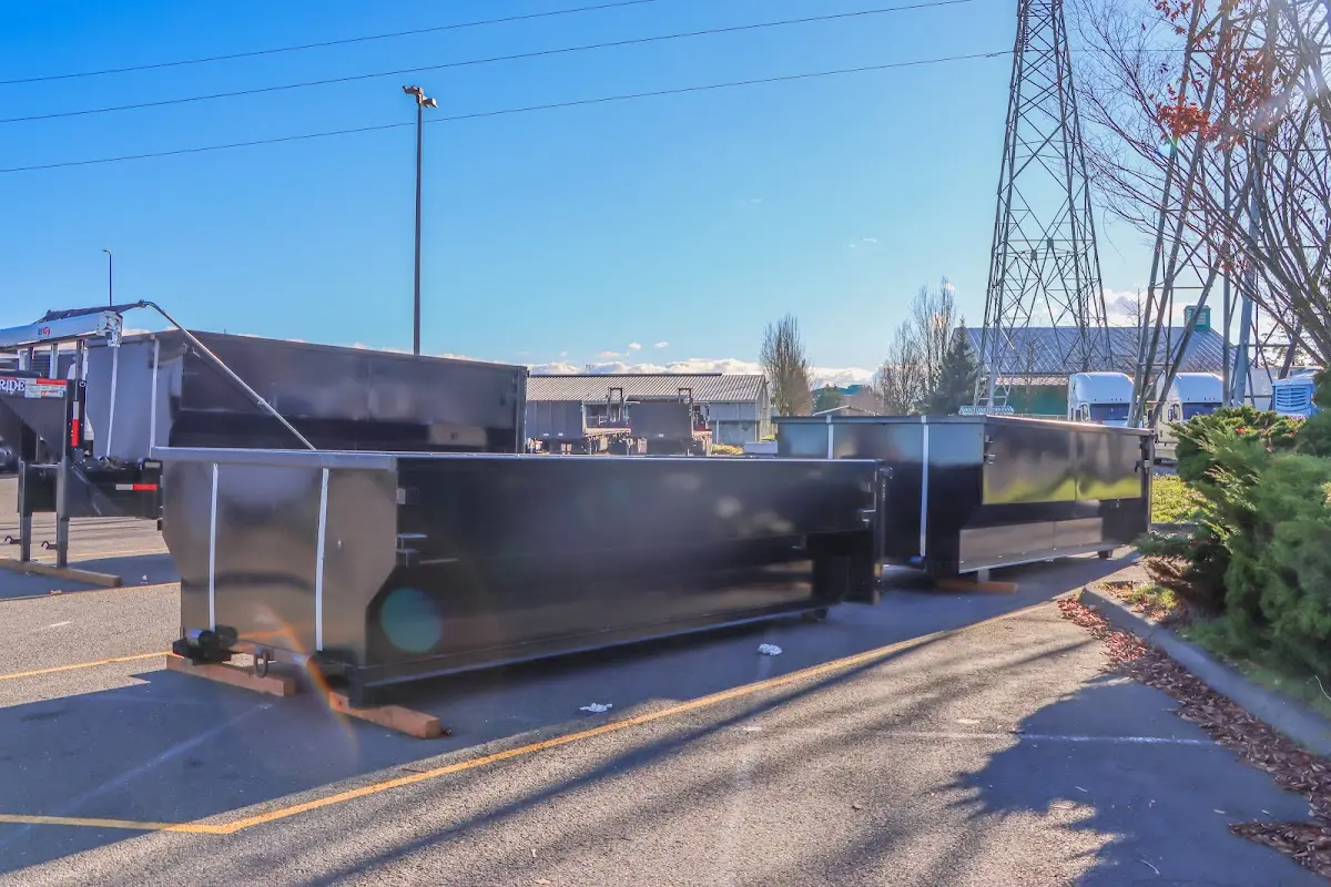 Roll-off dumpster ready for waste disposal at job site for 2 Yard Dumpster Rental in Burbank